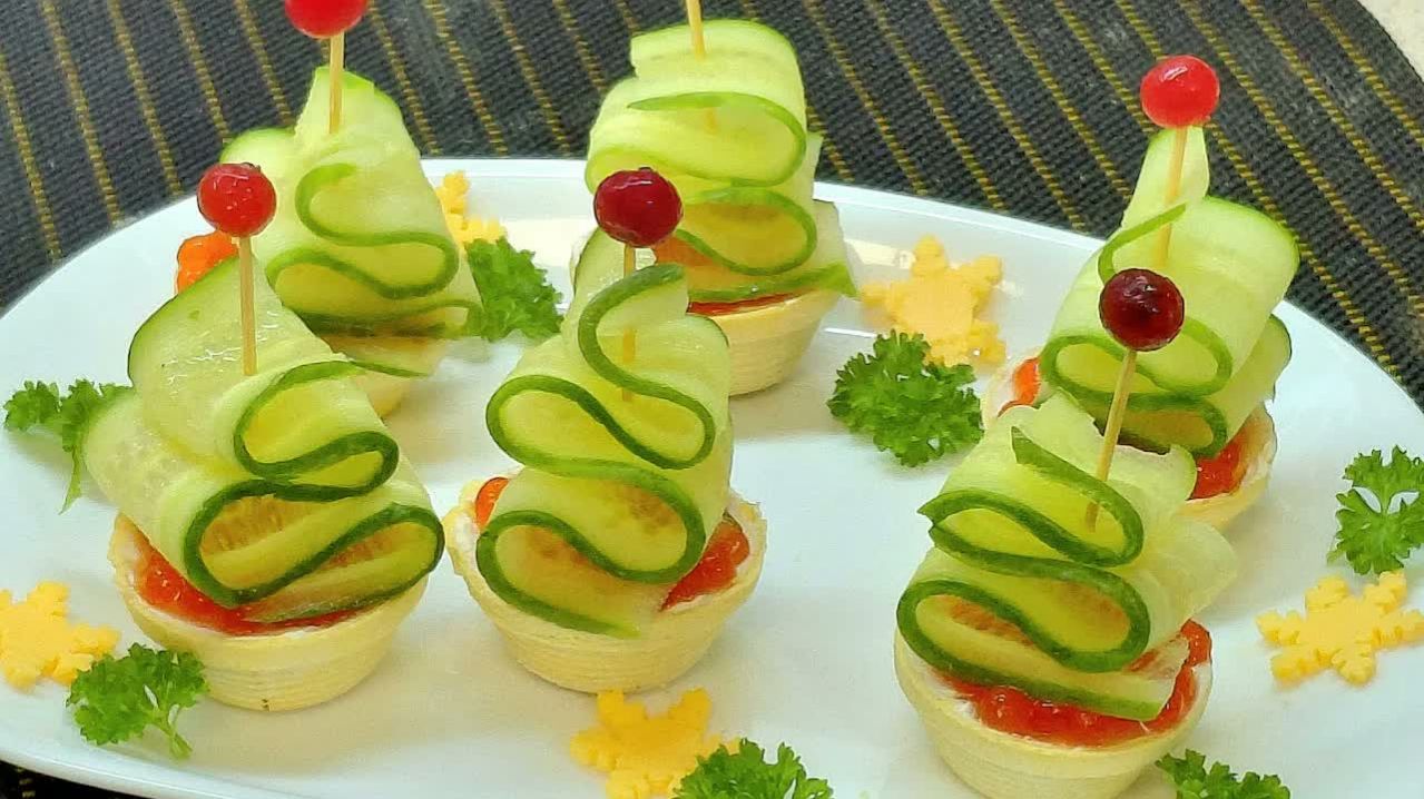 Тарталетки, быстрая и вкусная закуска к Праздничному столу. Тарталетки с Сыром и красной икрой