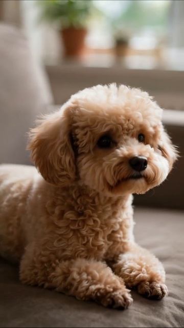 Очаровательный пудель на диване #питомцы #пудель #домашниеживотные