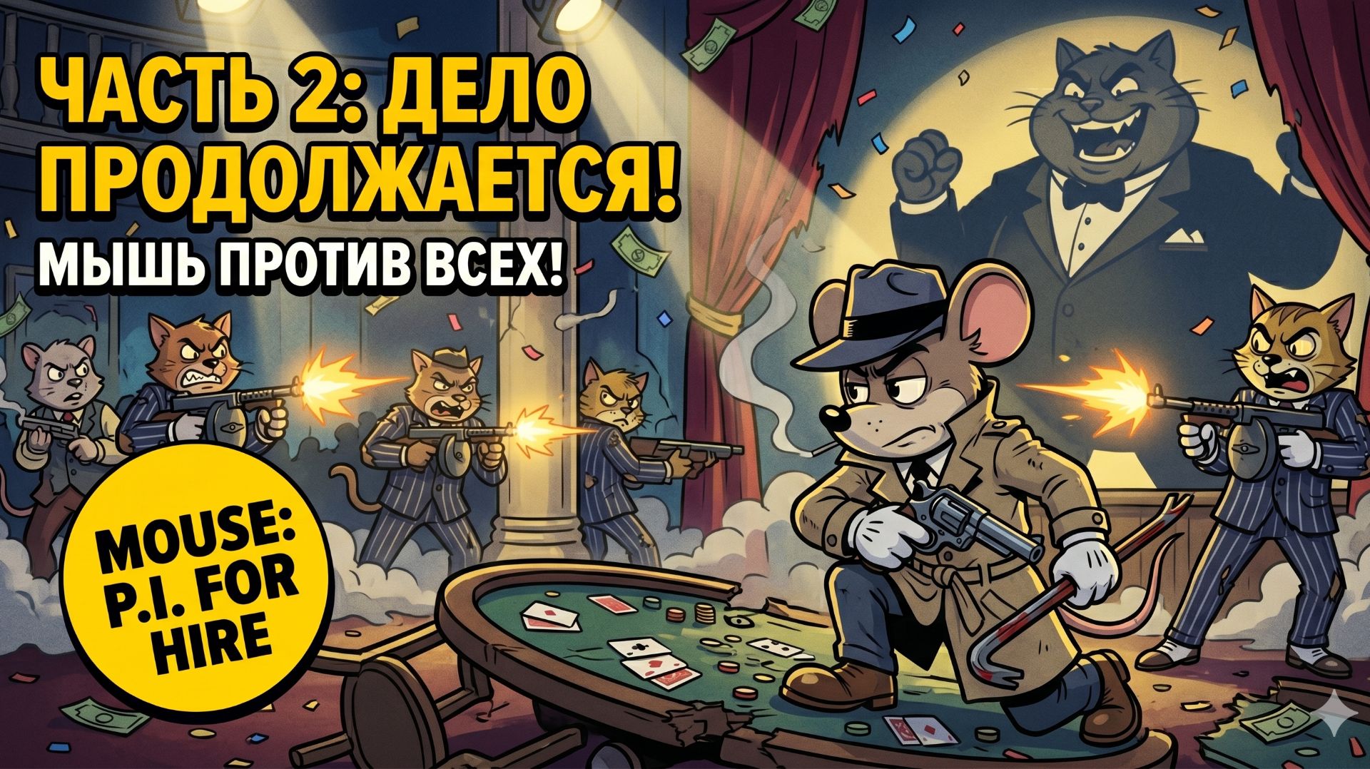 MOUSE: P.I. For Hire — Гангстеры, джаз и мышь-детектив 🐭 Нуарный шутер (Часть 2) | Стрим