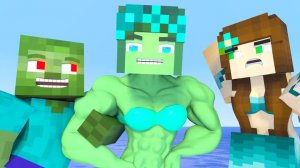 "Жизнь мускулов" - Русалка против Алекса ｜ Люблю Зомму и ЗомБо. Майнкрафт Мультик