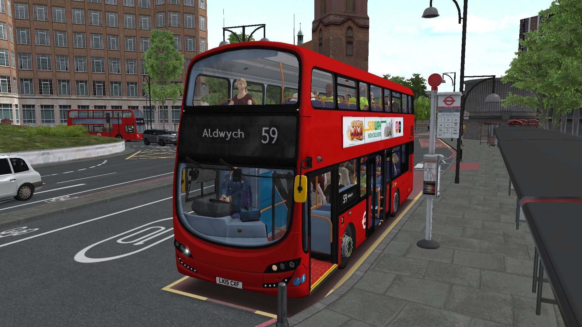 Поездка на Wright Eclipse Gemini 3 по маршруту №59 по карте London