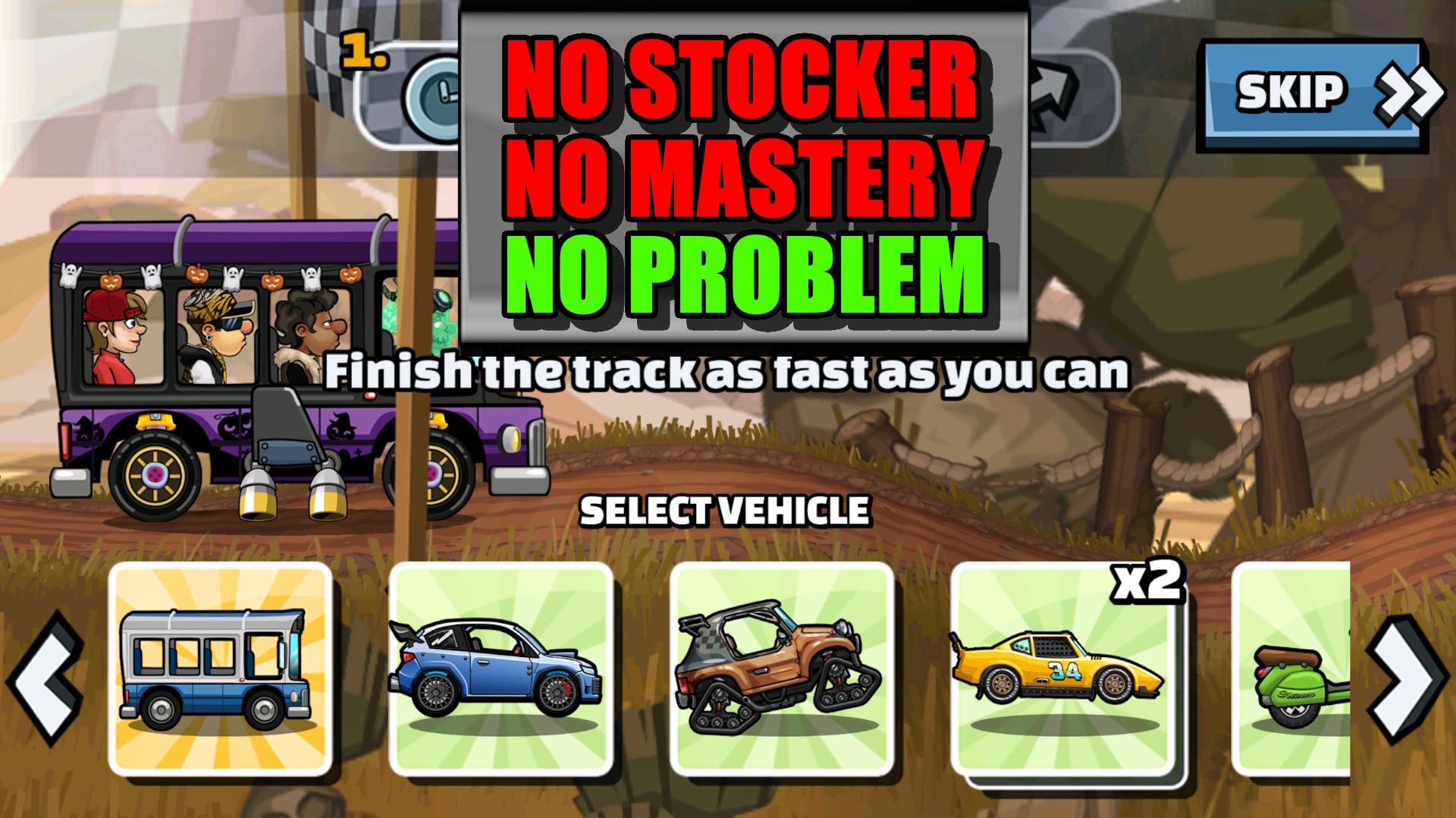 🙅♂️ NO STOCKER NO MASTERY 🙅♂️ (Bumpy Ride Bonanza) - Hill Climb Racing 2