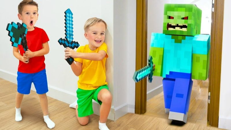Крис и Майкл играют в Minecraft в реальной жизни