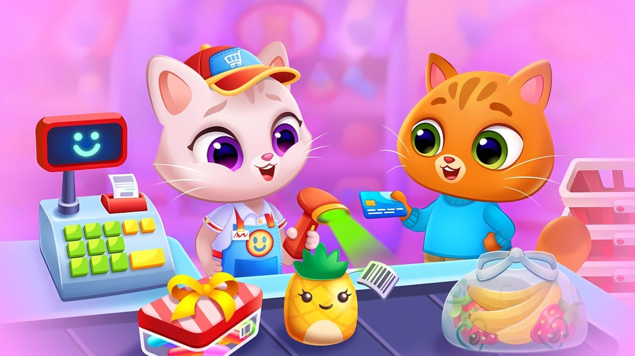 Суровый КОТИК БУБУ и МИМИ №2. Супермаркет и новая еда. Игра Bubbu & Mimmi World на Хвостик ТВ