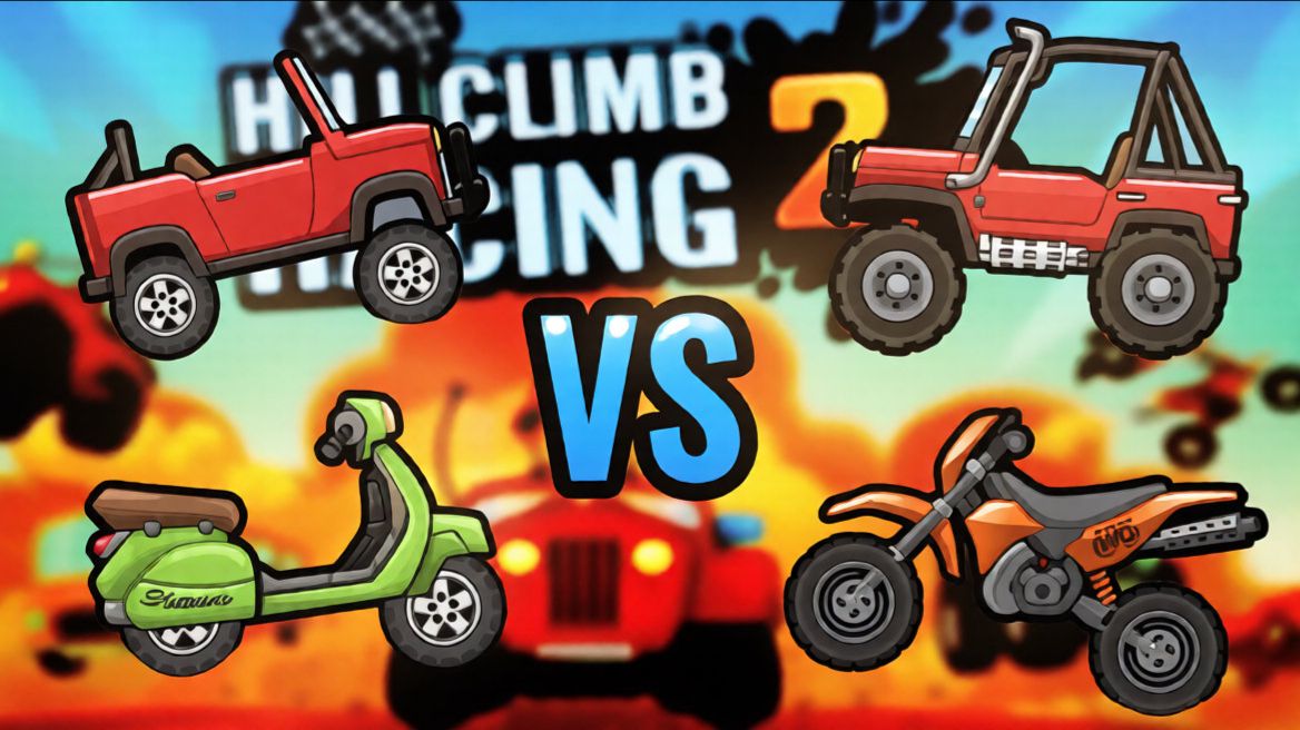 СОРЕВНОВАНИЕ САМЫХ ПЕРВЫХ 4 АППАРАТОВ В ИГРЕ HILL CLIMB RACING 2