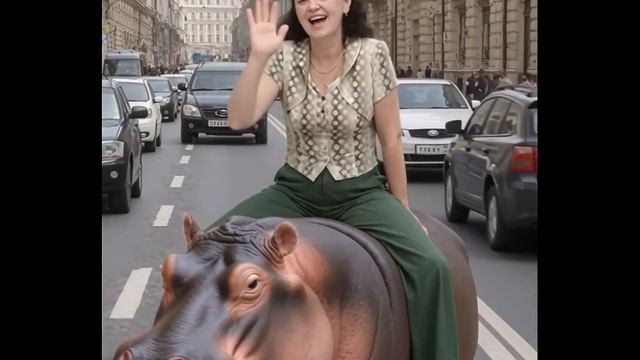 Таня едет на бегемоте