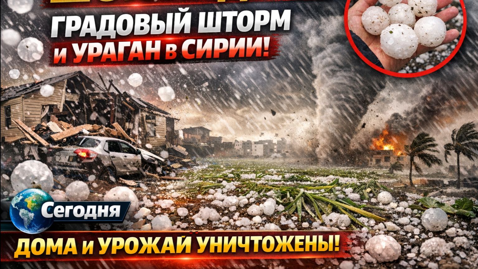 Градовый шторм и ураган в Сирии! Дома и урожай полностью уничтожены!