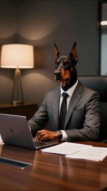 Собака в костюме на работе: необычный офис