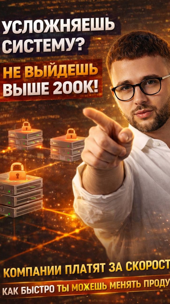 Если твои решения усложняют систему - ты не выйдешь на зарплату выше 200к.