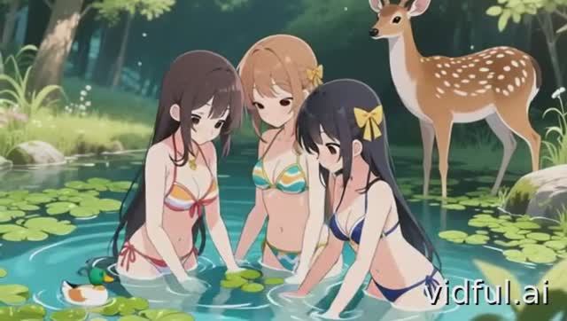 Девушки в лесной воде