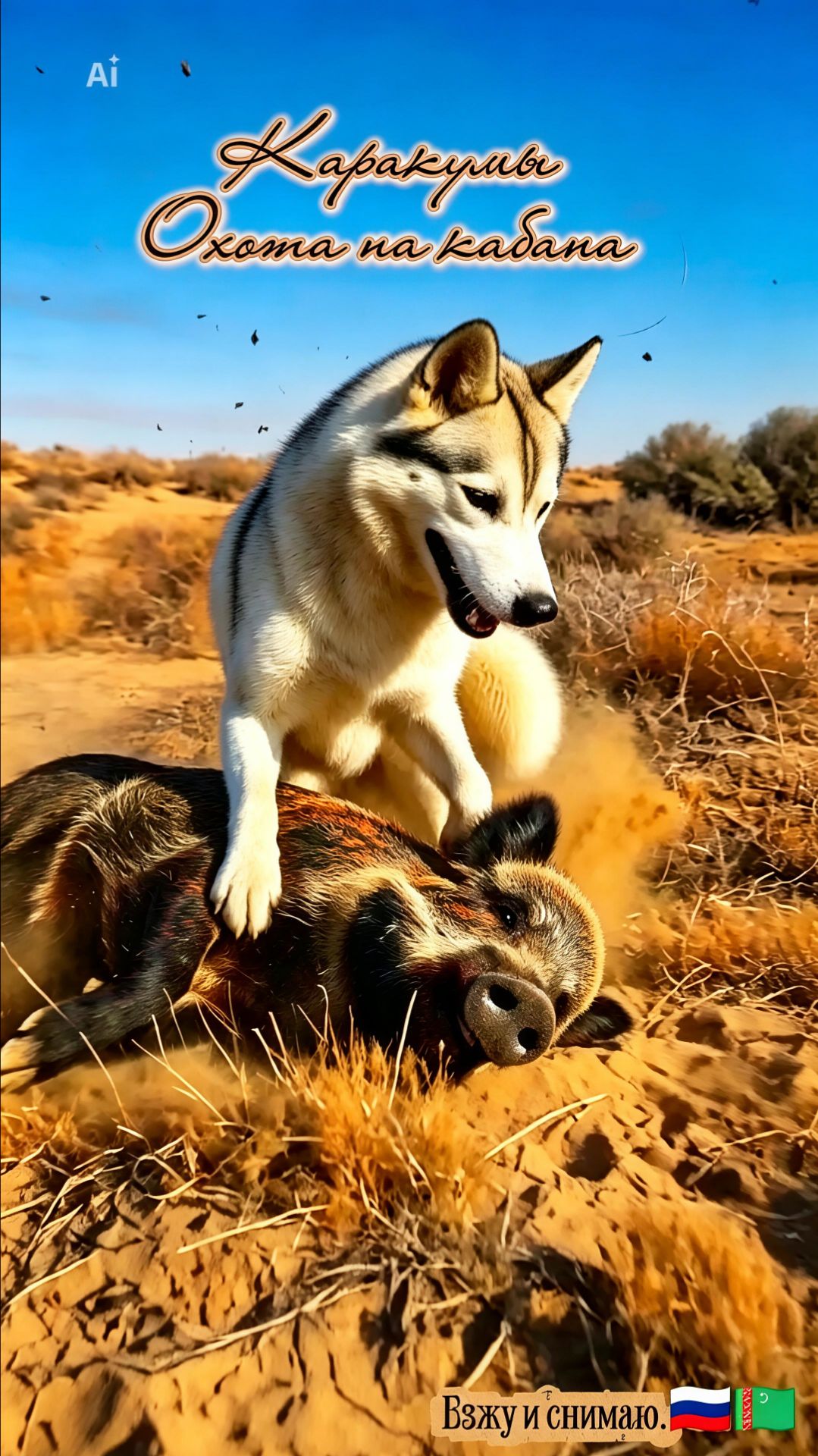 Туркмения. Охота на кабана с лайками. Пёс Амур.