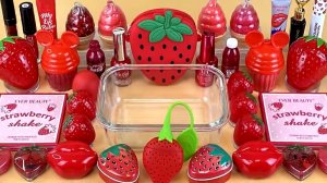 STRAWBERRY SLIME | Mixing makeup and glitter into Clear Slime | Satisfying Slime Videos 1080p