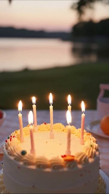 Сладкий праздник: торт с Candles на закате #деньрождения #праздник #торт