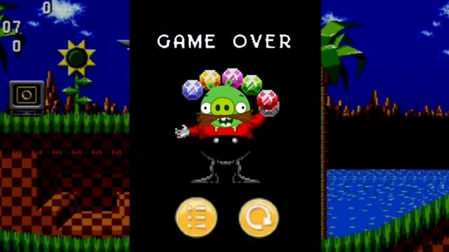 GAME OVER в игре Sonic The Hedgehog 1 но это версия Angry Birds