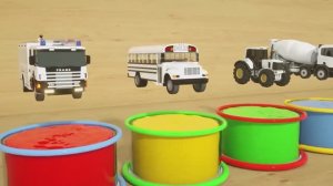 Играем и изучаем в цвета 🚍 Маленькая акула и 🚍 автобус с 🎨 игрушками и горками! и 🚒 Детские стиш