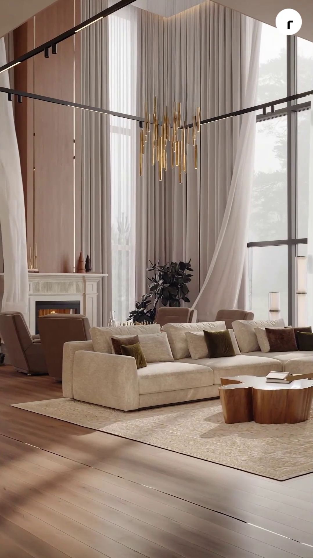 ГОСТИНАЯ ЗАГОРОДНОГО ДОМА: ПРОЕКТ ШЕЛЕСТОВО 🏠