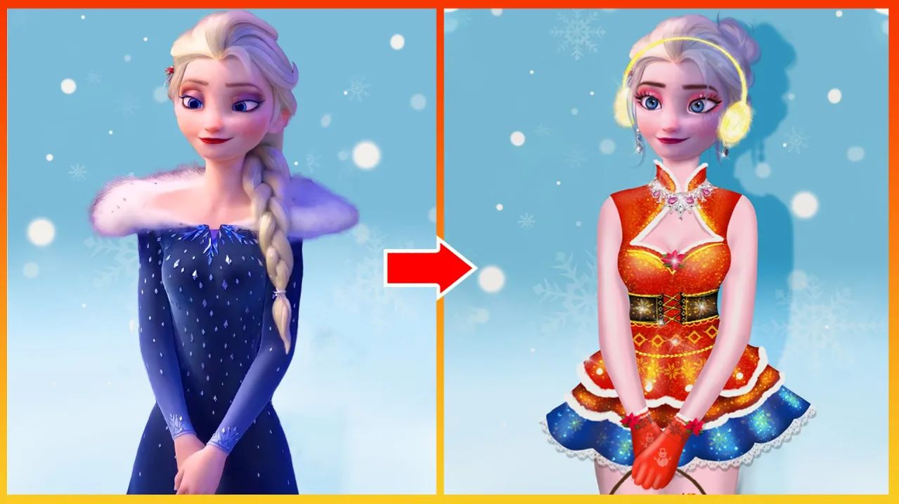 Самый красивый рождественский арт с Эльзой - Раскраски для детей