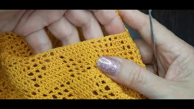 Летний топ (филейное вязание) часть 3 готовая работа