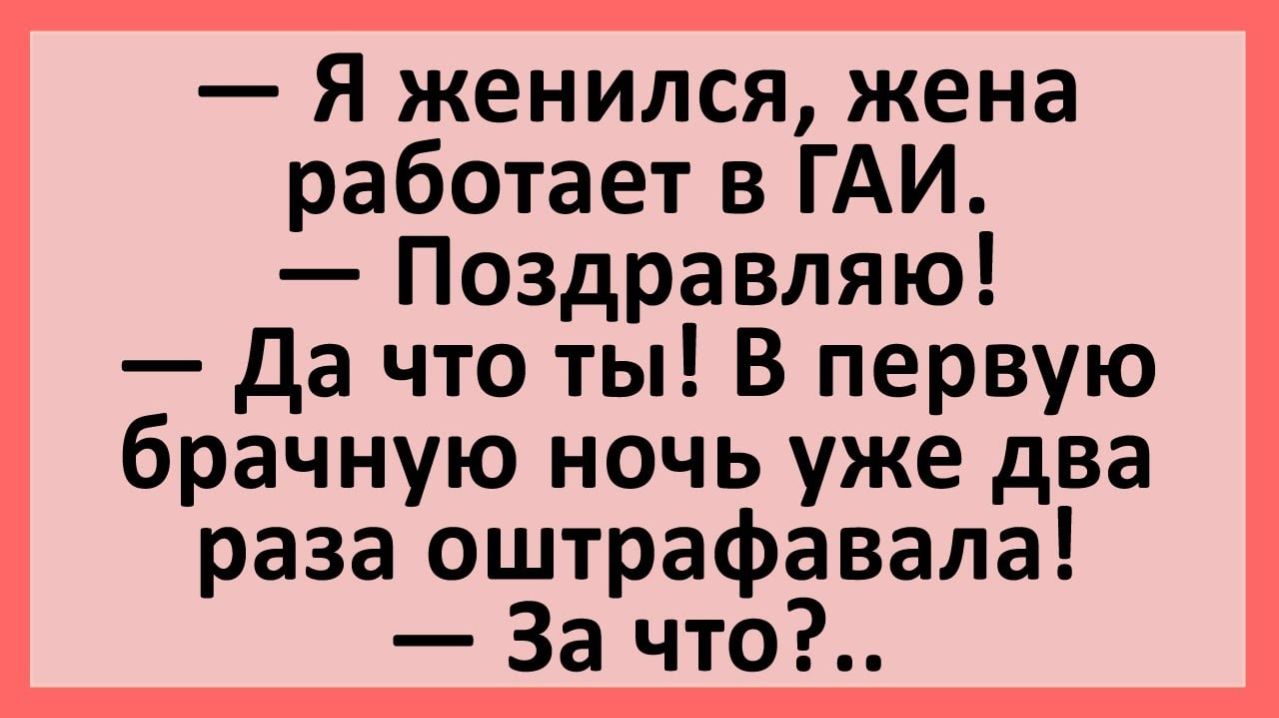 Анекдоты | Жена оштрафовала в первую брачную ночь... | Анекдоты смешные | Юмор