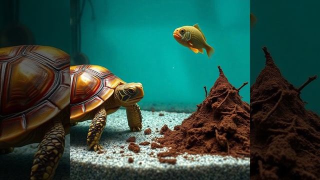 Черепаха какашка и еда