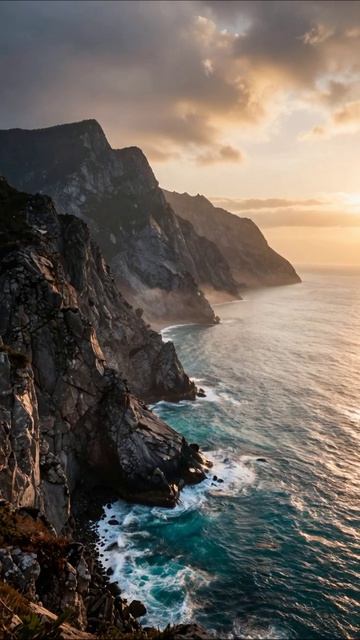 Величие морских скал на закате #природа #пейзаж #закат