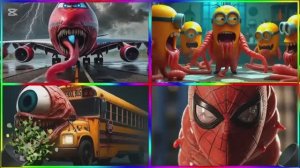 ЧЕЛОВЕК-ПАУК мультики для детей: Спайдермен против Миньонов и Дом-Монстр — БИТВА ГЕРОЕВ 🕸️🍌👹