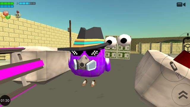 я дерусь с Артёмкой3838к в Chicken Gun