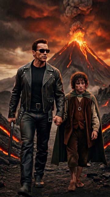 Терминатор ведёт Фродо к Роковой Горе