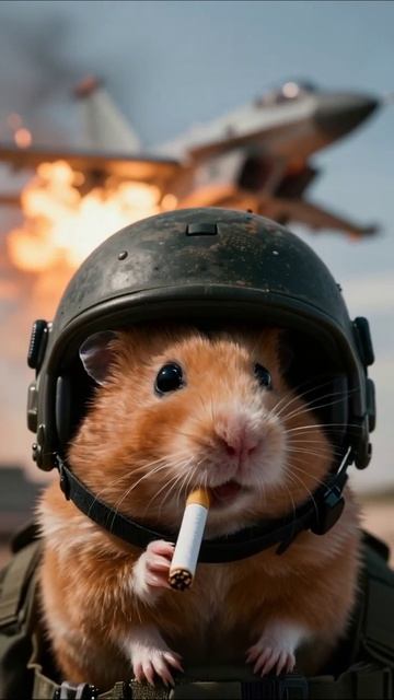 Смешной хамстер в шлеме пилота #хамстер #военнаякомедия #милота