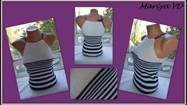 (Архив) Стильный морской топ спицами. Подробное описание. Mariya VD. Mariya VD.