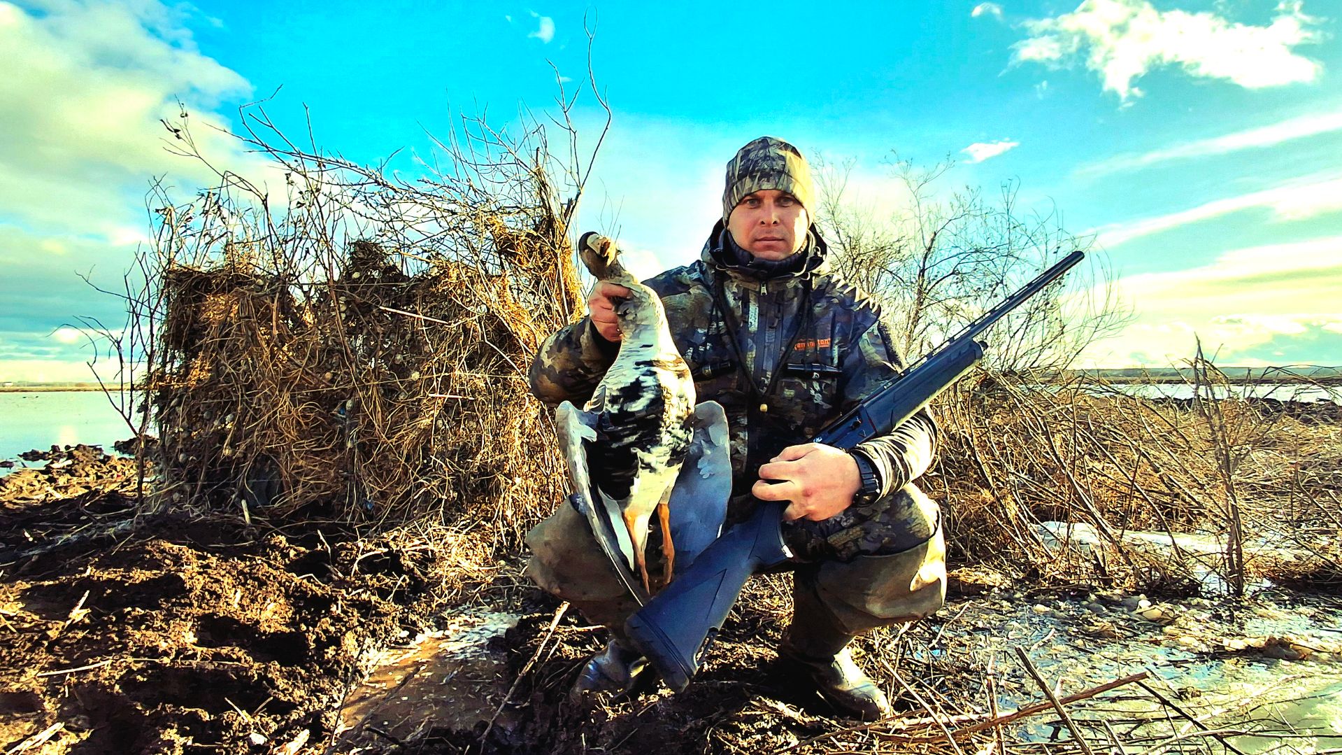 Весенняя охота на гуся на кукурузных полях.Часть 1.