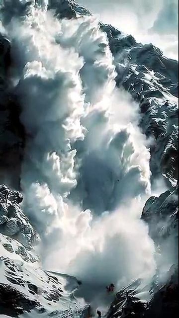 Катастрофа. Лавина в горах. Невероятное #невероятное #чудо #необычный #фантастика #ИИ #нейросеть