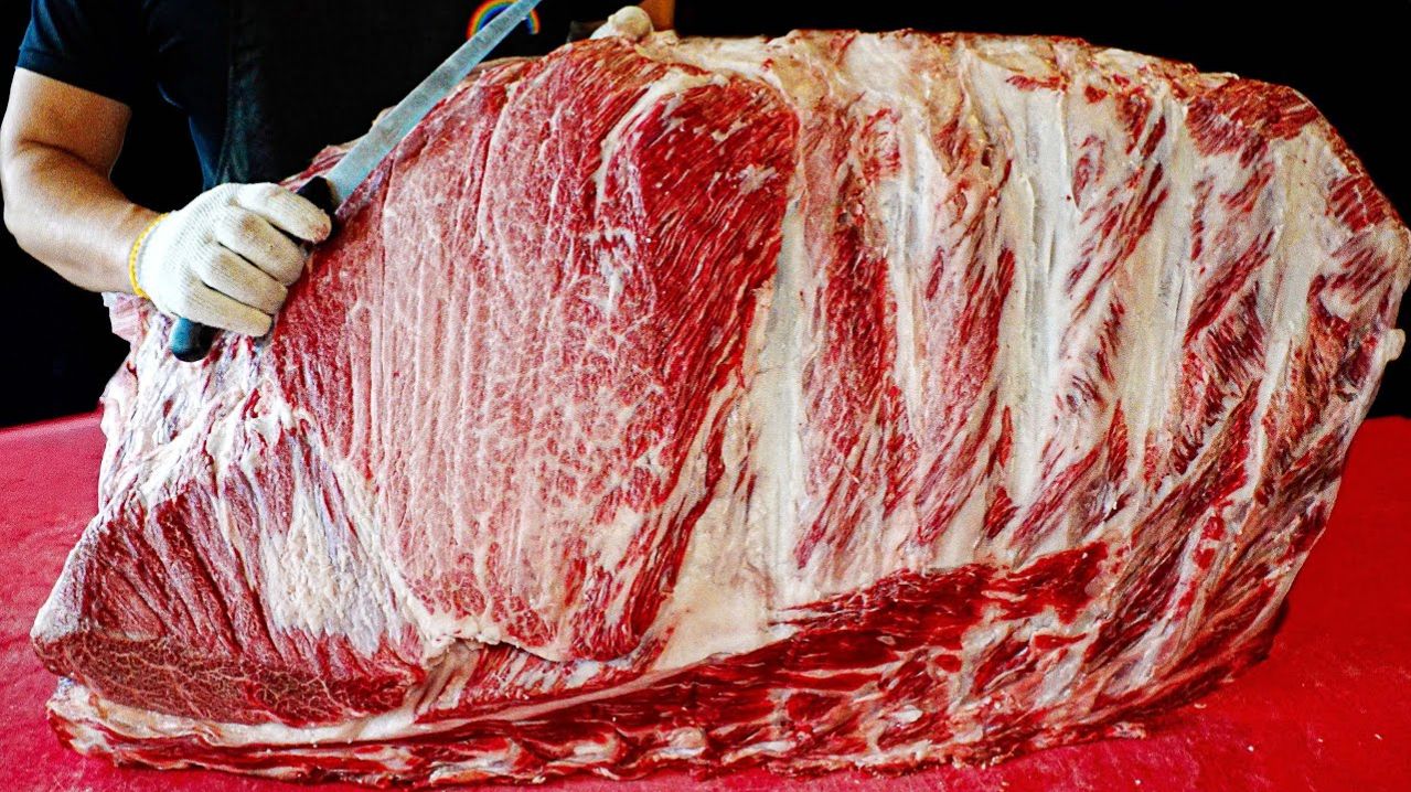 Невероятные навыки резки говядины! Настоящий корейский мастер барбекю - Корейская уличная еда