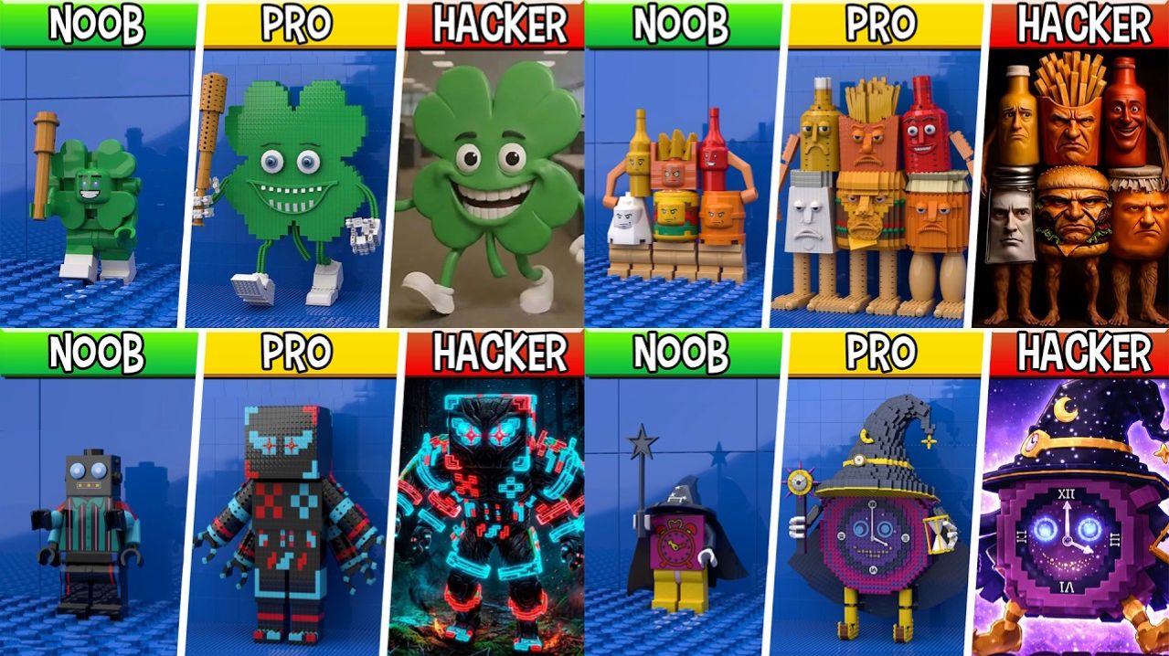 LEGO ВСЕ Персонажи из Убеги от Цунами и Укради моего Брейнрота! Noob / Pro / HACKER