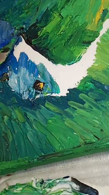 🖼️Фактурный пейзаж🖌️ создаём объём с текстурной пастой🔆 #творчество #мастеркласс #картина