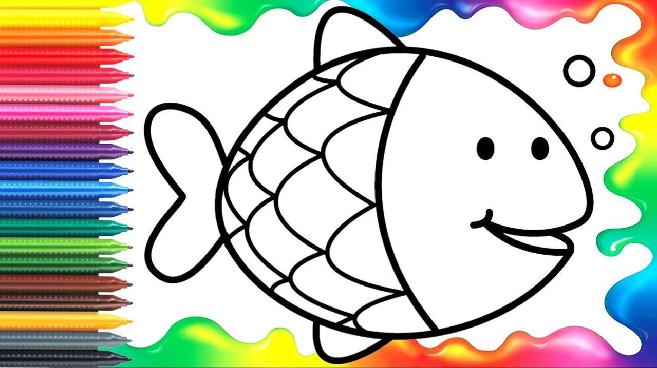 Мультик для детей-Рисование рыбки для детей/Как нарисовать РУБУ