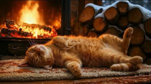 Кототерапия для сна: мурчание кота и огонь в камине