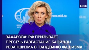 Россия призывает не допустить пандемию фашизма, заявила ТАСС Мария Захарова