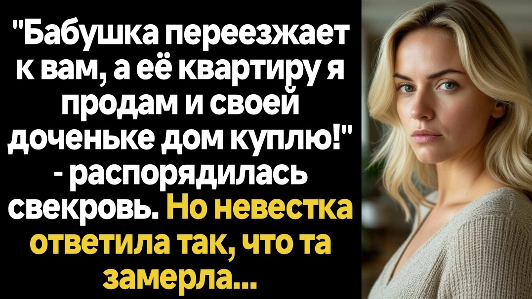 ИСТОРИИ ИЗ ЖИЗНИ/Бабушка переедет к вам, а квартиру я продам и своей дочке дом куплю