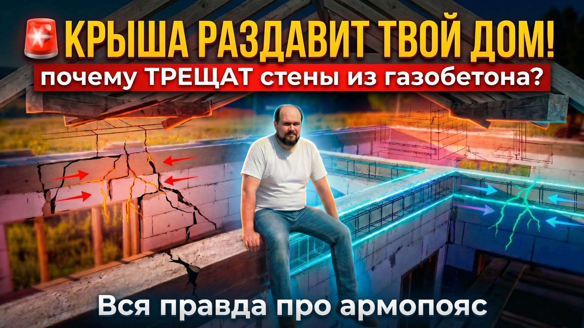 🚨 Крыша раздавит ваш дом? Почему стены из газобетона трещат по швам. Инженерный разбор армопояса
