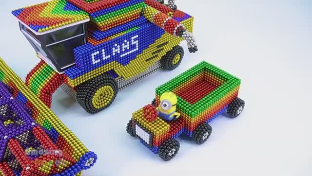 Мультики для детей и малышей . Мультики про шарики . Строим из магнитных шариков комбайн .