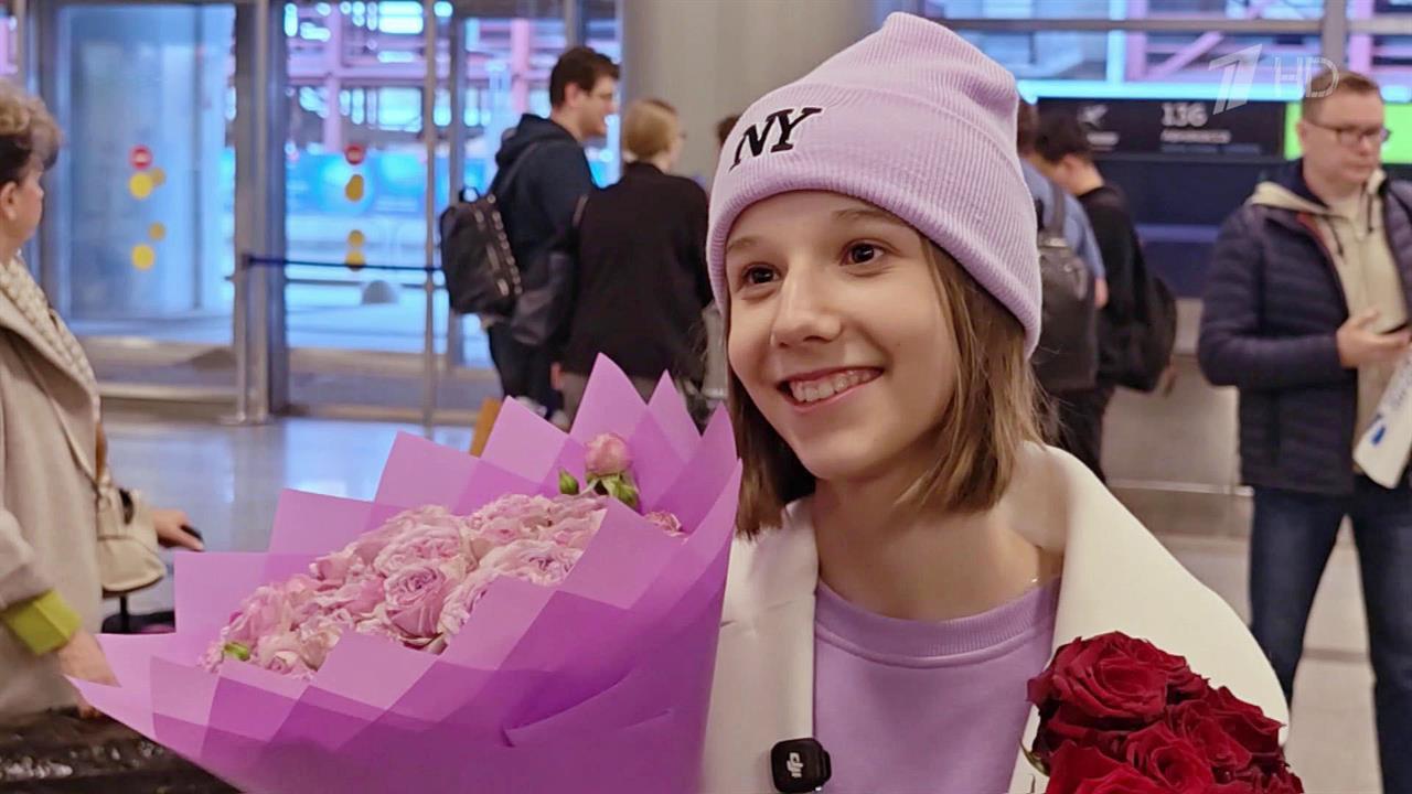 В Москве встречали Милану Крохину, которая завоевала гран-при на детском конкурсе в Сан-Ремо