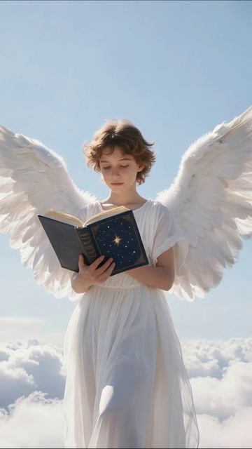 Ангел с книгой в облаках #ангел #книга #небо