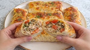 ТАКУЮ ВКУСНЯТИНУ ГОТОВЛЮ ЧЕРЕЗ ДЕНЬ!️ Разломила — а там СОЧНАЯ начинка! Лаваш рецепт.