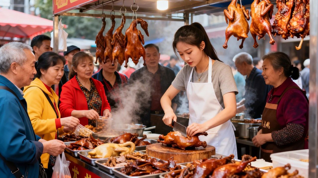 Настоящая уличная еда Чунцина! Острая курица, тушеный гусь и блюда с рынка.