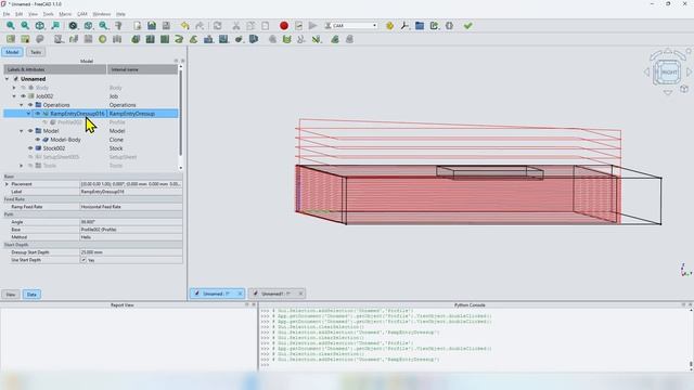 Переодевание при входе на рампу - FreeCAD CAM 1.1