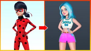 От супергероя до кей-поп звезды: Трансформация Леди Баг в Нэнси - Раскраски для детей