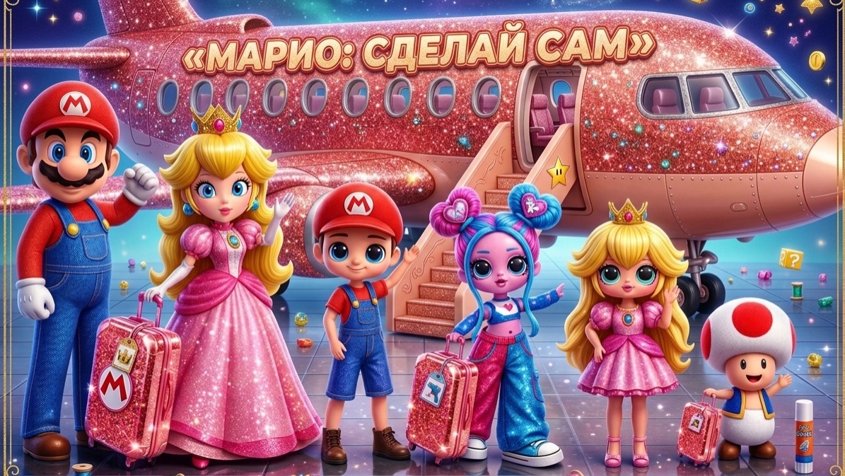Супер Марио Семья в отпуске! Поделки для кукол Принцессы Пич и Марио Кукол ЛОЛ ОМГ!
