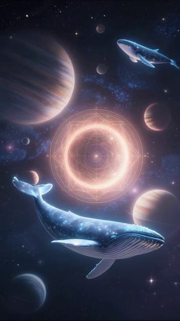 Космические китоводы: Путешествие среди планет космос киты искусство