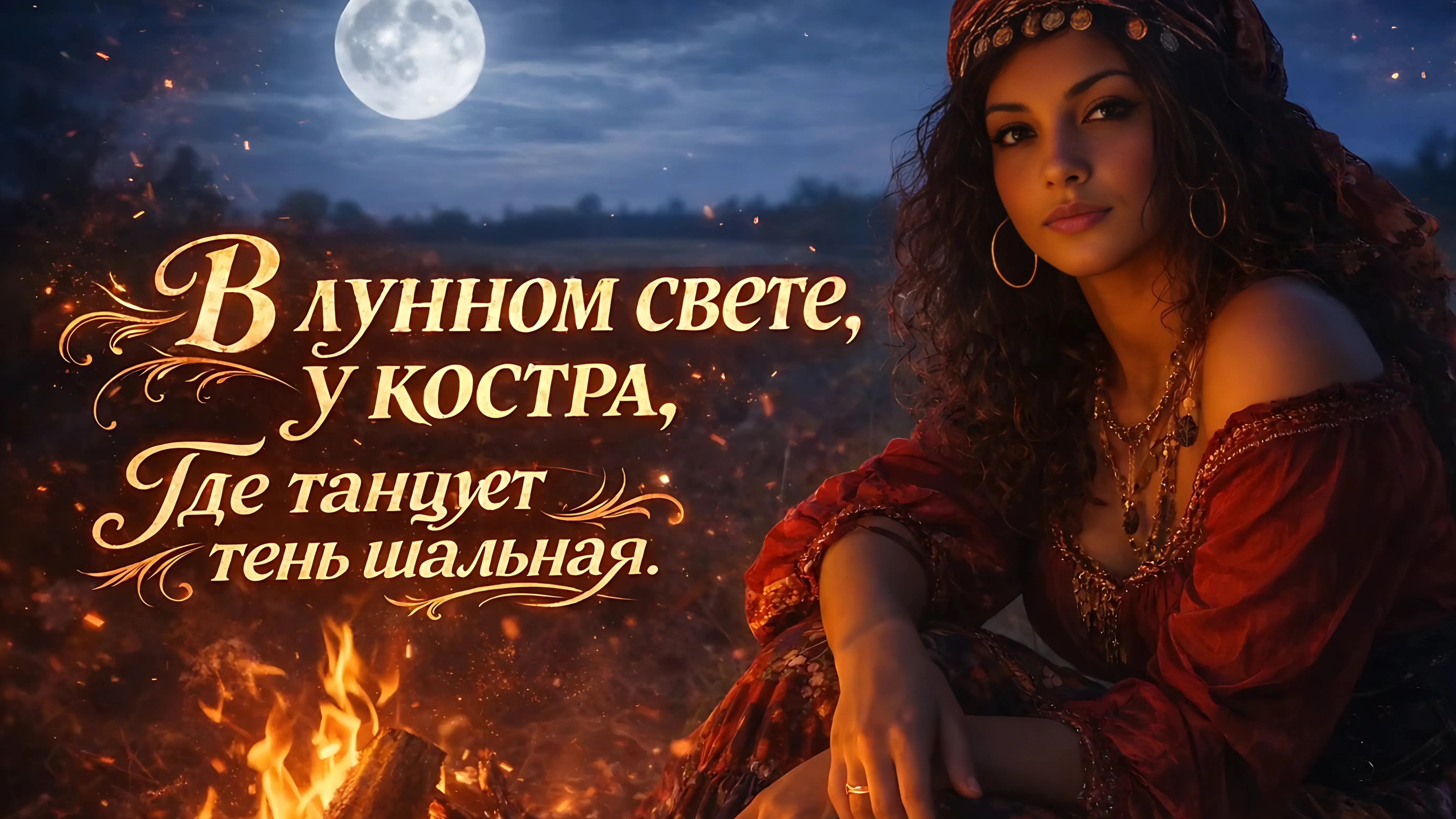 В  лунном  свете  у  костра